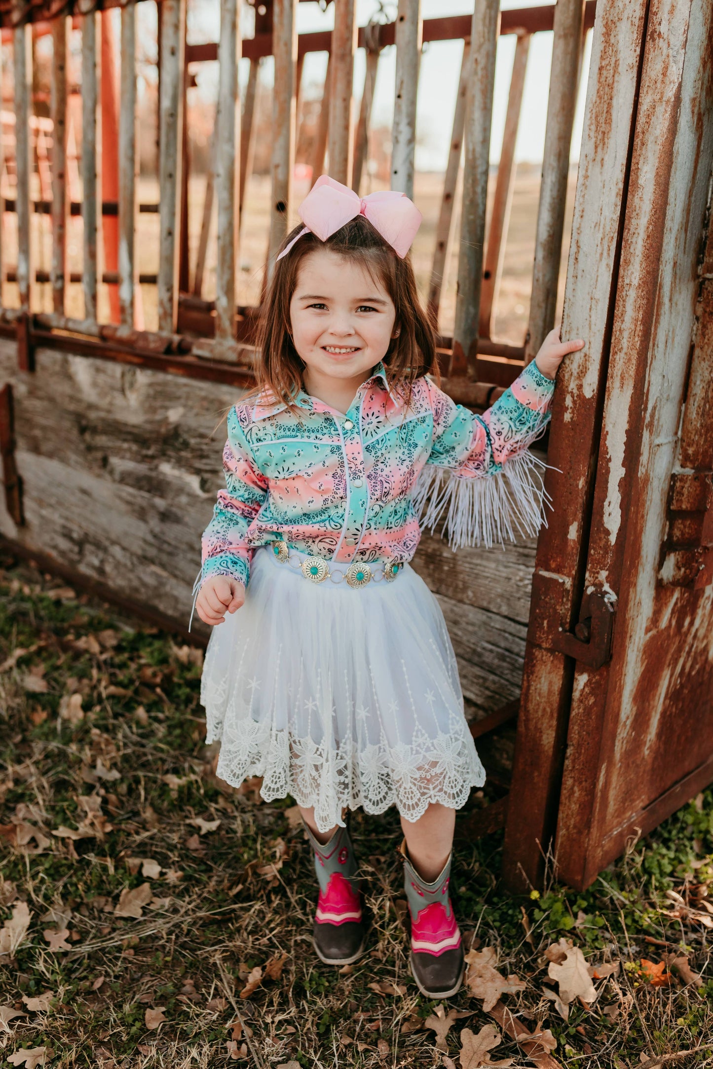 Pastel Paisley Fringe Pearl Snap Onesie GWEST13