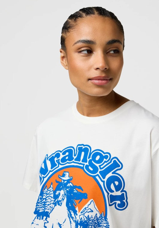 Wrangler Loose Girlfiend Tee in Worn White 112371080