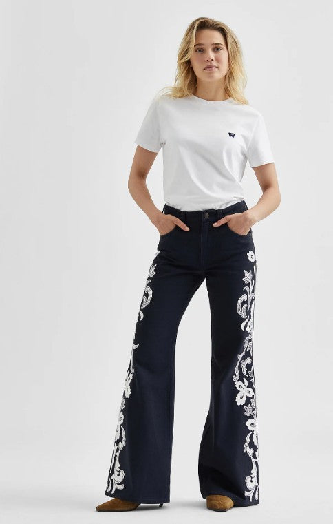 Wrangler Ladies 70's Flare Pant in Dark Navy 112371177