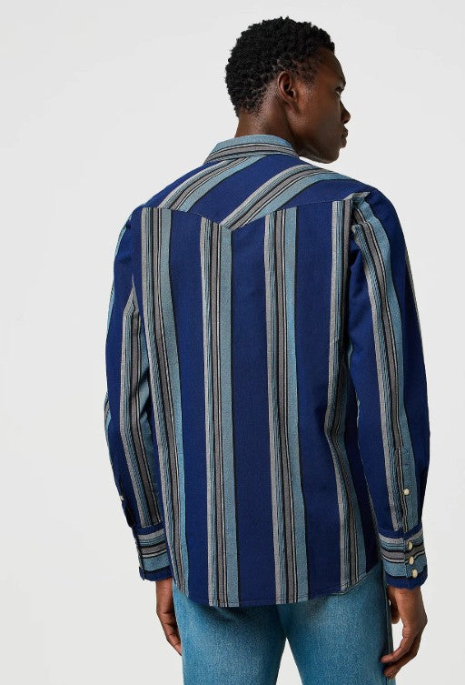 Wrangler Regular Western Indigo Shirt in Vintage Blue 112371432