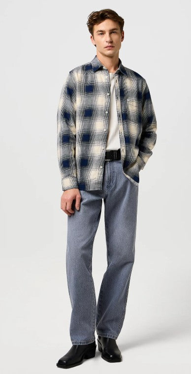 Wrangler Regular 1 Pocket Indigo Shirt in Dusty Blue 112371651