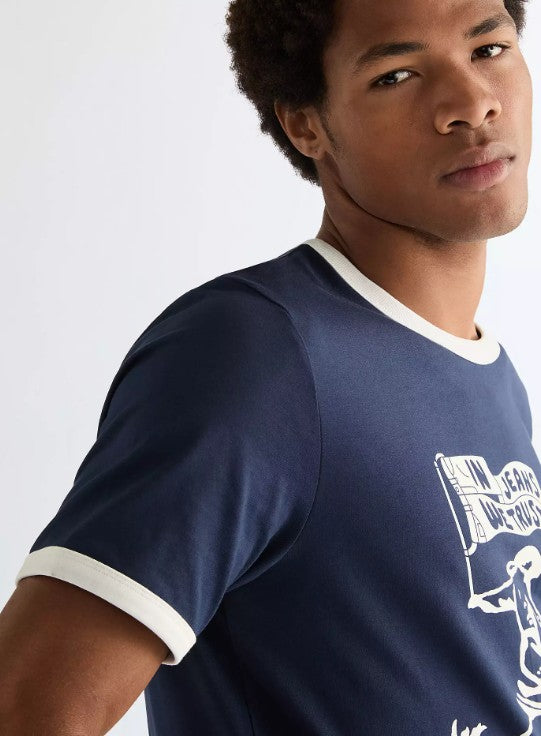 Wrangler Regular Ringer Tee 112378010 in Navy