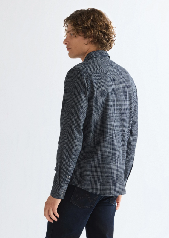 Wrangler 112387073 Western Shirt in Healthered Indigo
