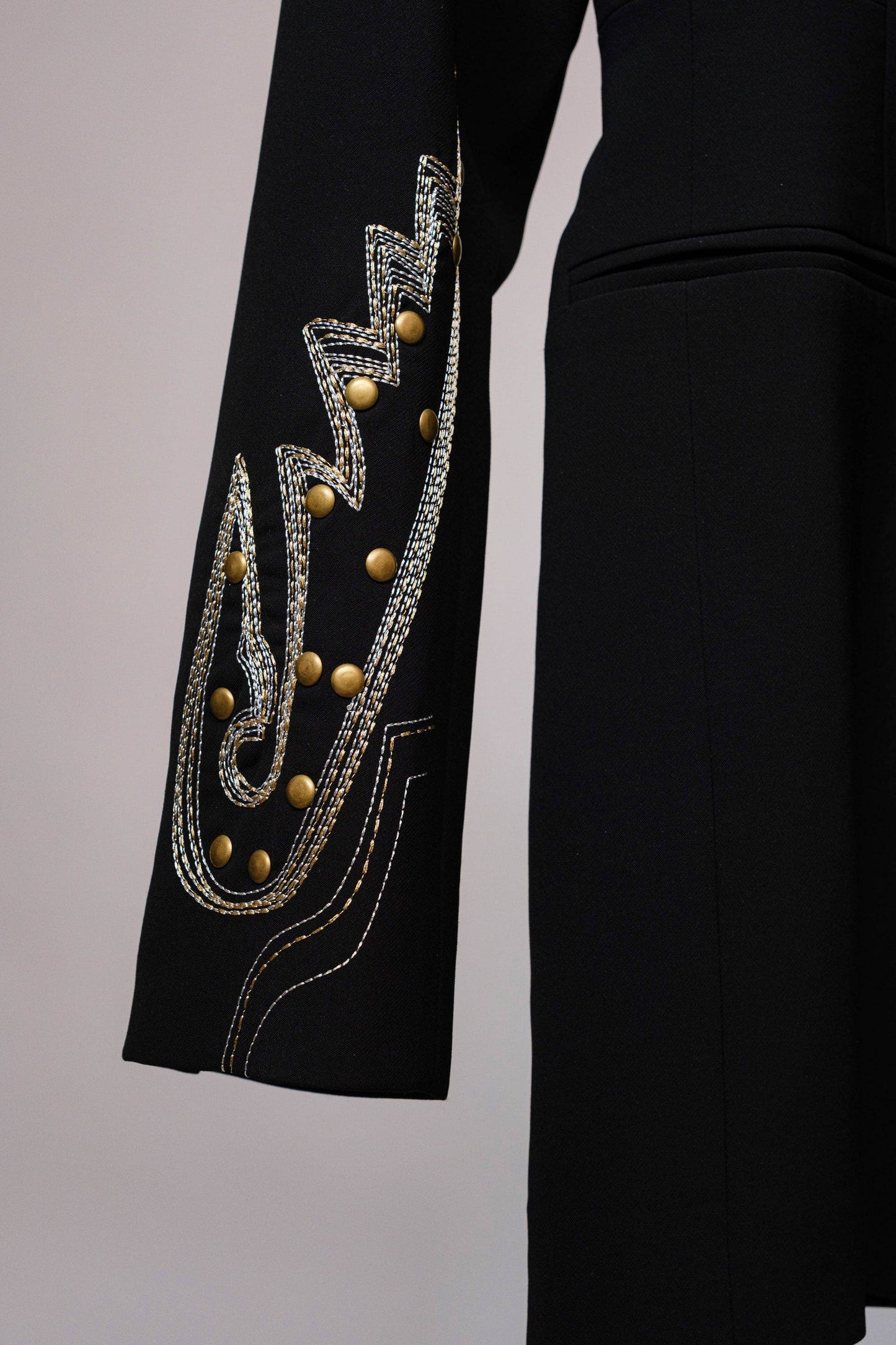 Blue B 23503J - Woven Suiting Embroidered Tunic Blazer