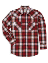 Load image into Gallery viewer, Men&#39;s Ely Cattleman Long Sleeve Textured Dobby Plaid Western Snap Shirt- Rust 152029228
