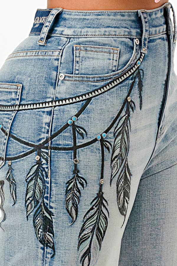 Grace In LA The Sewing Detail High waist Baggy Jeans HLG-9614
