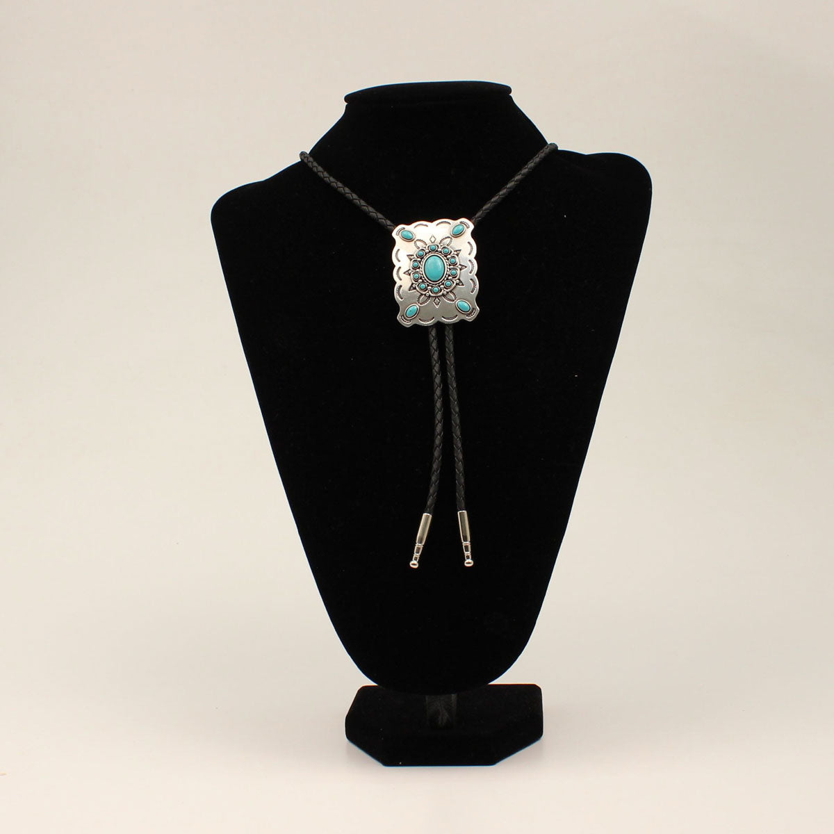 Bolo Rectangle Western Concho with Turquoise Stone in Silver 22232