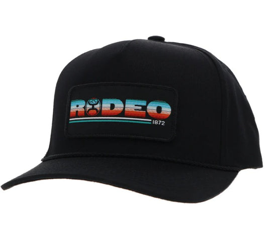 Hooey "Rodeo" Hat Black w /Serape Rectangle Patch 2353T-BK