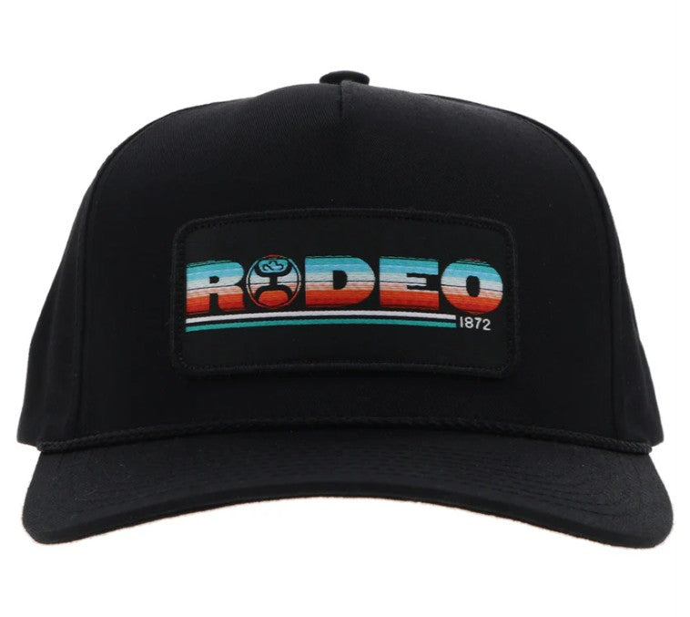 Hooey "Rodeo" Hat Black w /Serape Rectangle Patch 2353T-BK
