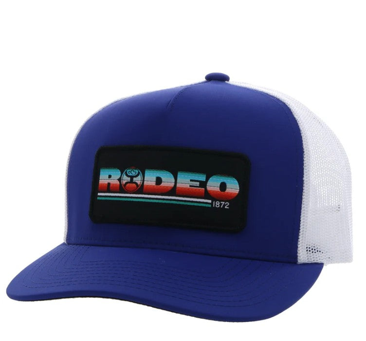 Hooey "Rodeo" Hat Blue/White Hat w /Serape Rectangle Patch 2353T-BLWH