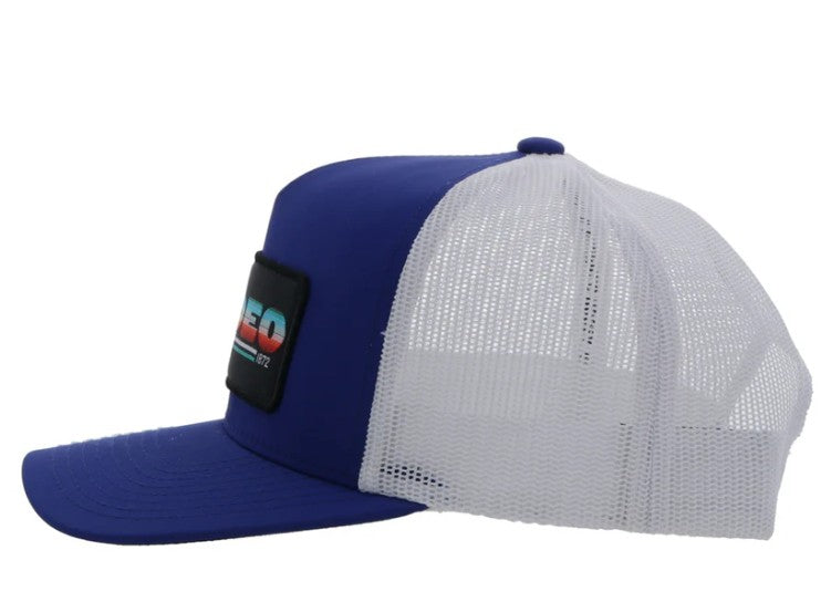Hooey "Rodeo" Hat Blue/White Hat w /Serape Rectangle Patch 2353T-BLWH