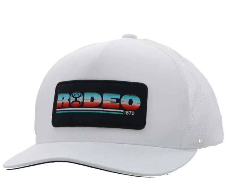 Hooey "Rodeo" Hat White Hat w /Serape Rectangle Patch 2353T-WH