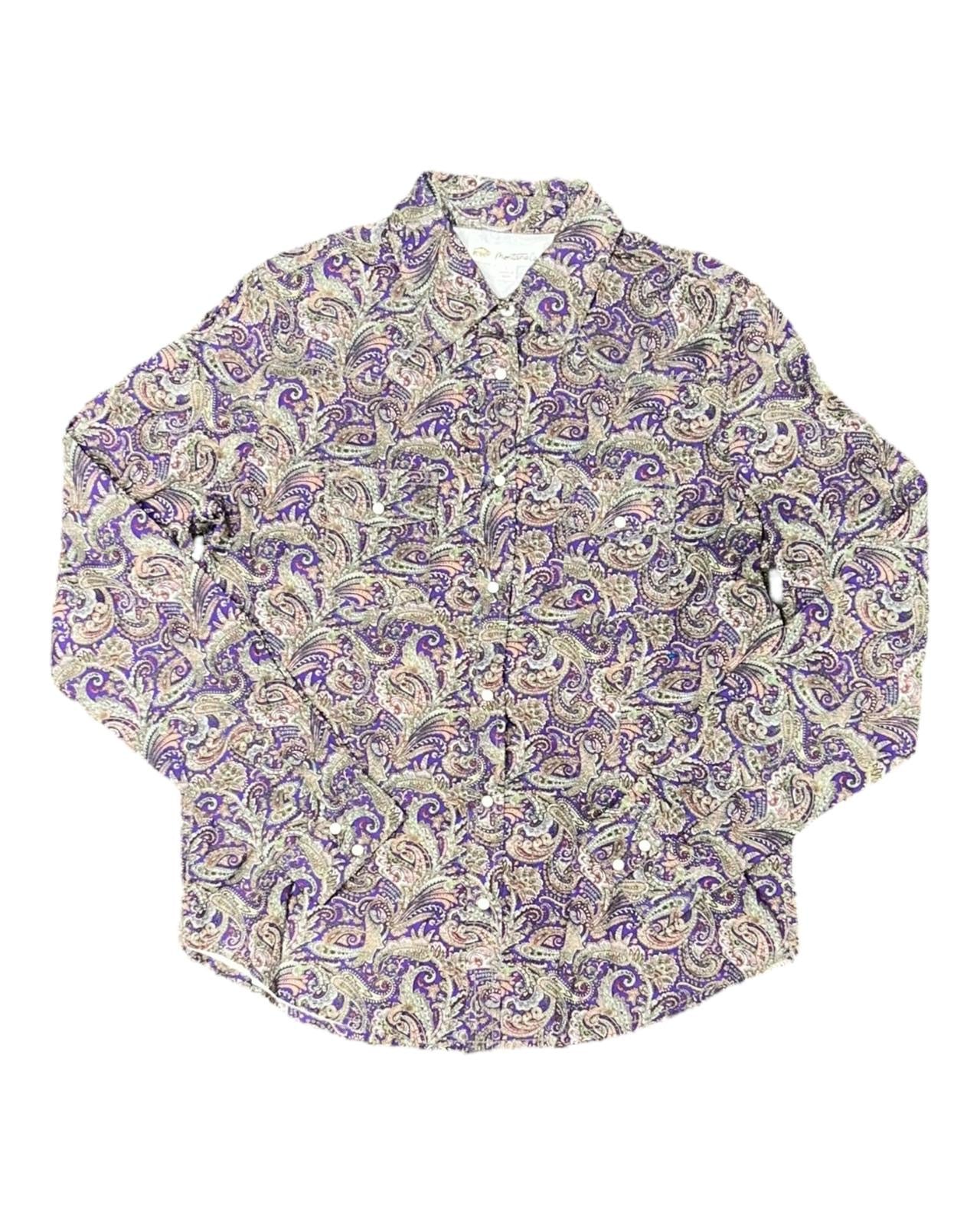 MontanaCo Ladies All Over Traditional Paisley Pattern Western Blouse L-1110