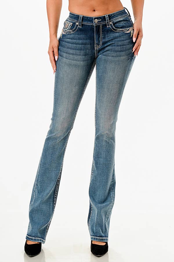 Grace In LA Dream Catcher Modify Mid-Rise Boot Cut EB-81753