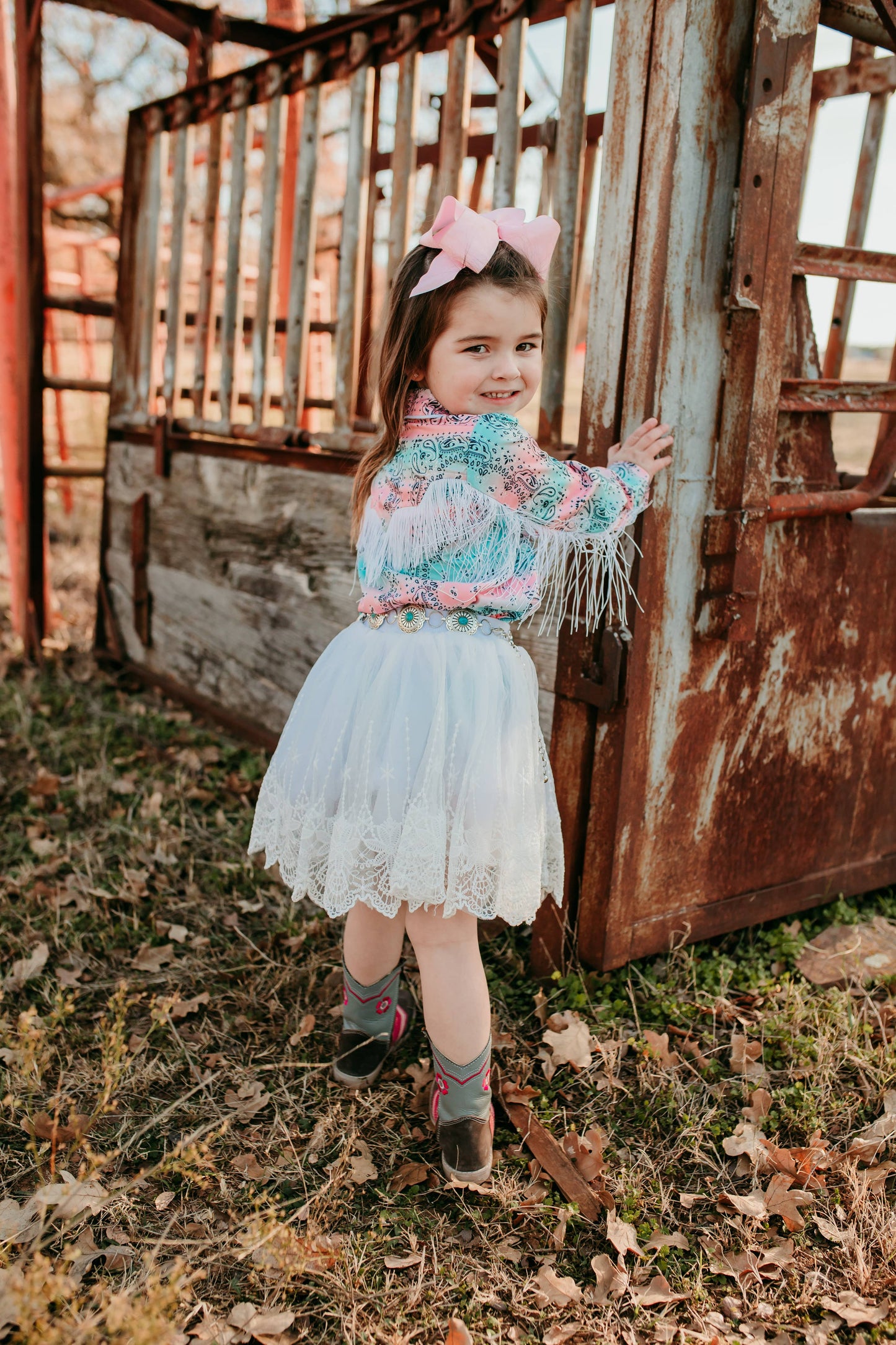 Pastel Paisley Fringe Pearl Snap Onesie GWEST13