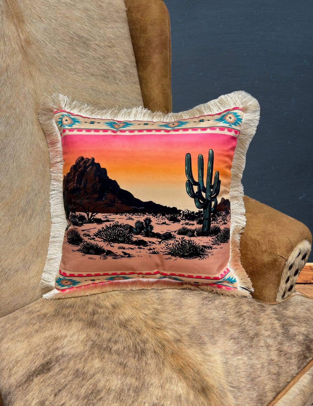 El Paso VFPC71 Velveteen Fringed Pillow Cover, Design #7: 1