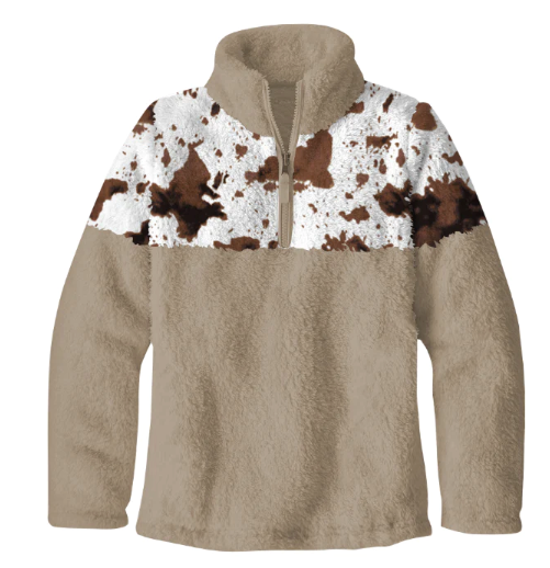 Shea Baby Brown Cowprint Boys Fleece Zip Up Sweatshirt SBZU13