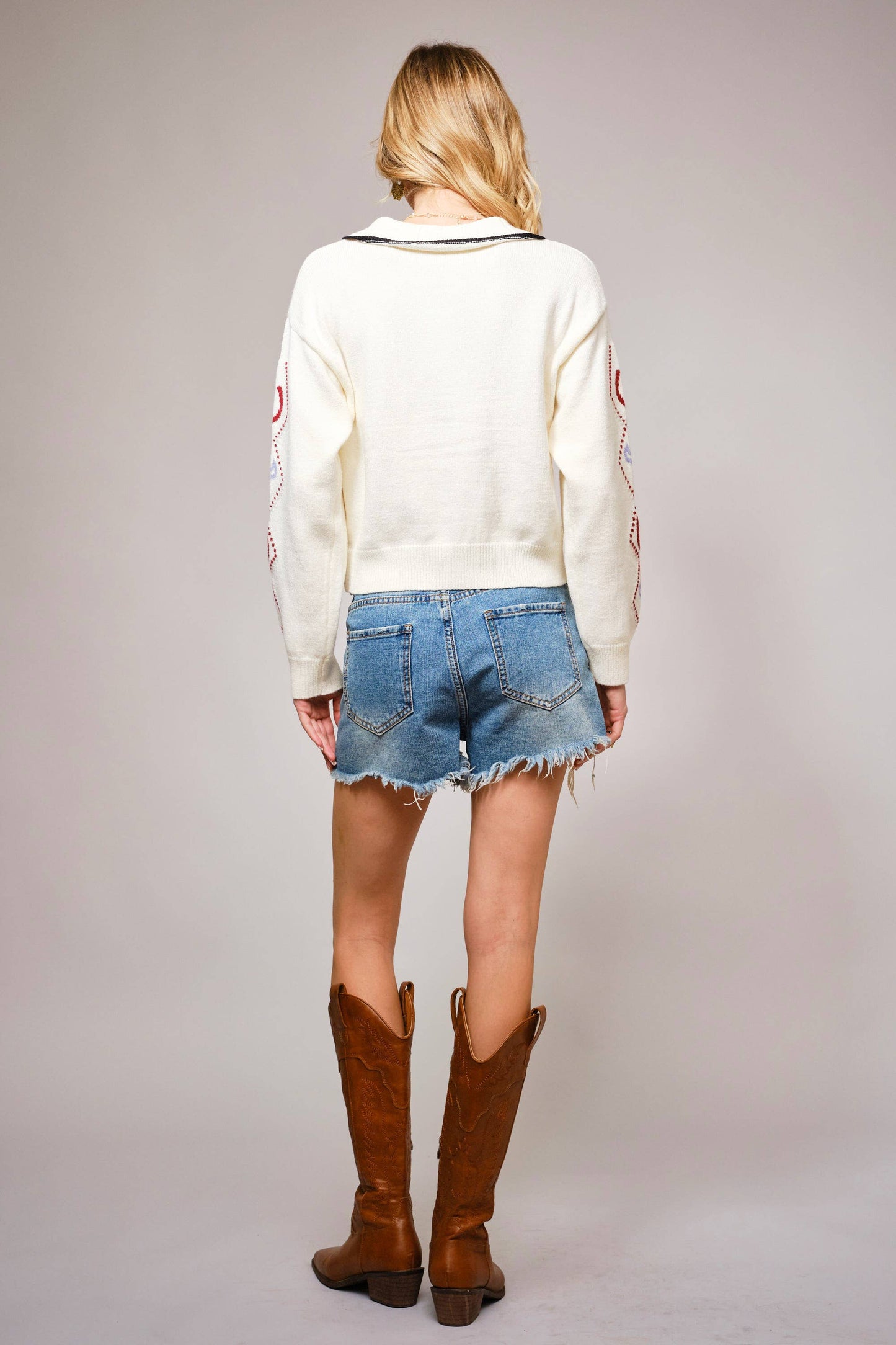 52104W - Horse Face Bow Tie Knit Cardigan