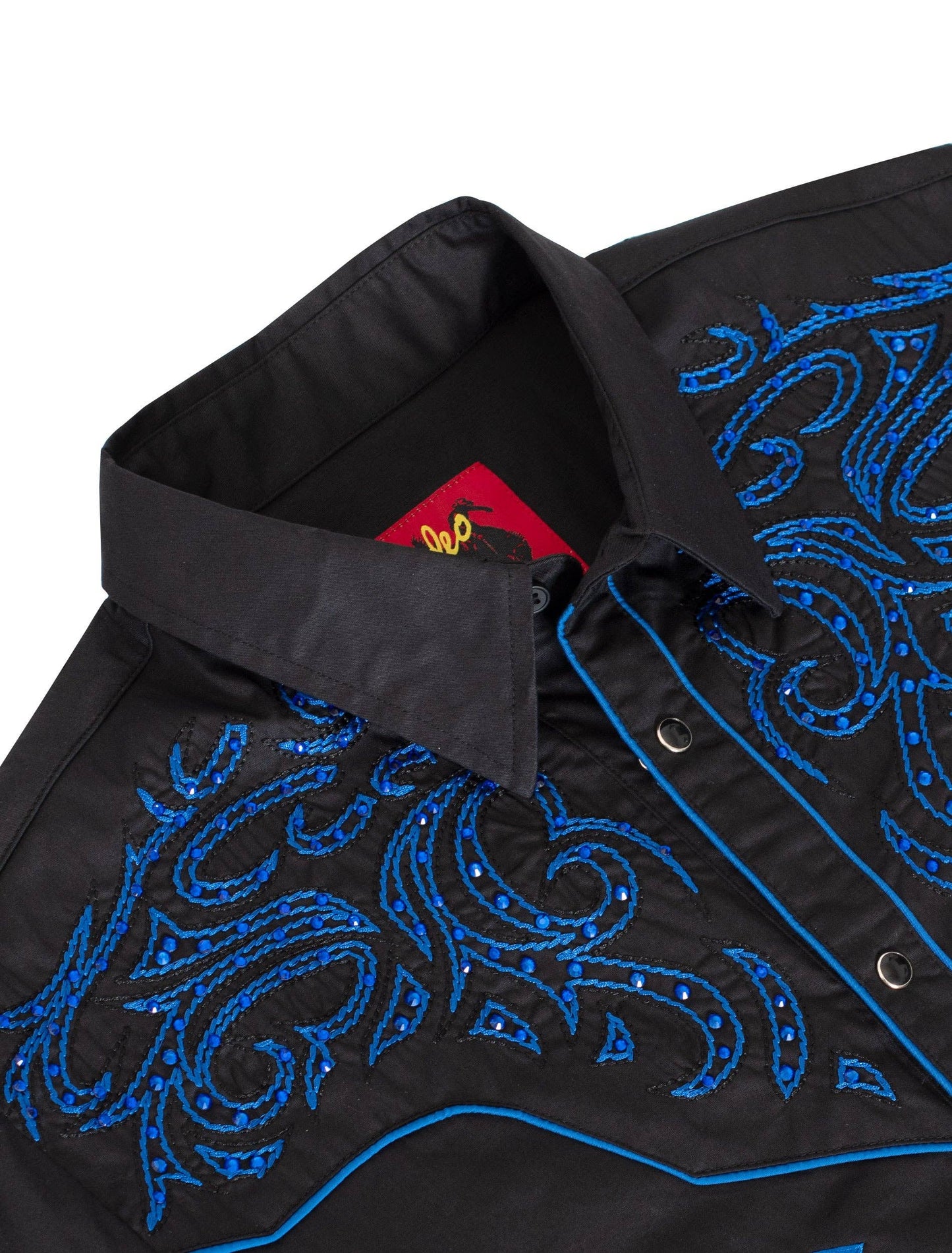 Rodeo Clothing Men's Western Cowboy Embroidery Shirt PS500D-1006 Black with Blue