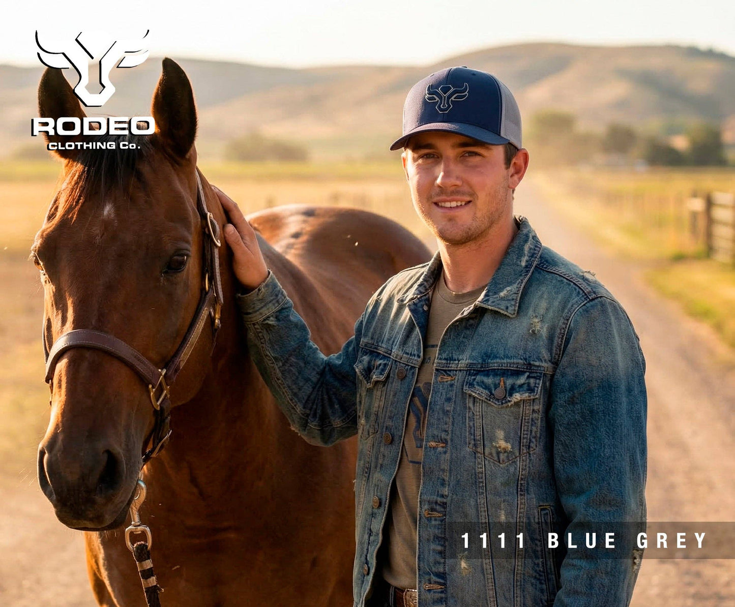 Rodeo Clothing –TH101-1111-BLUE-GREY Twill Mesh Western Cap