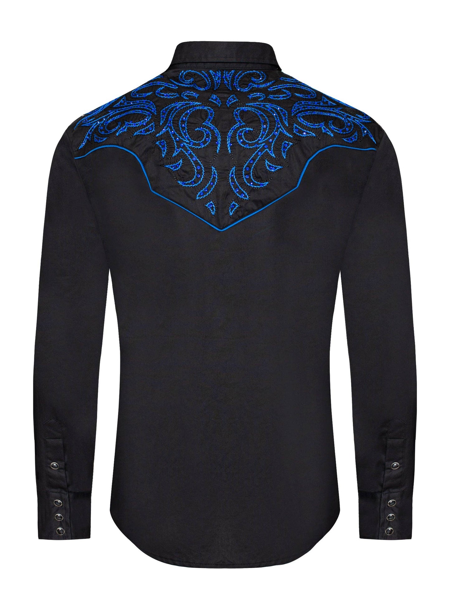 Rodeo Clothing Men's Western Cowboy Embroidery Shirt PS500D-1006 Black with Blue