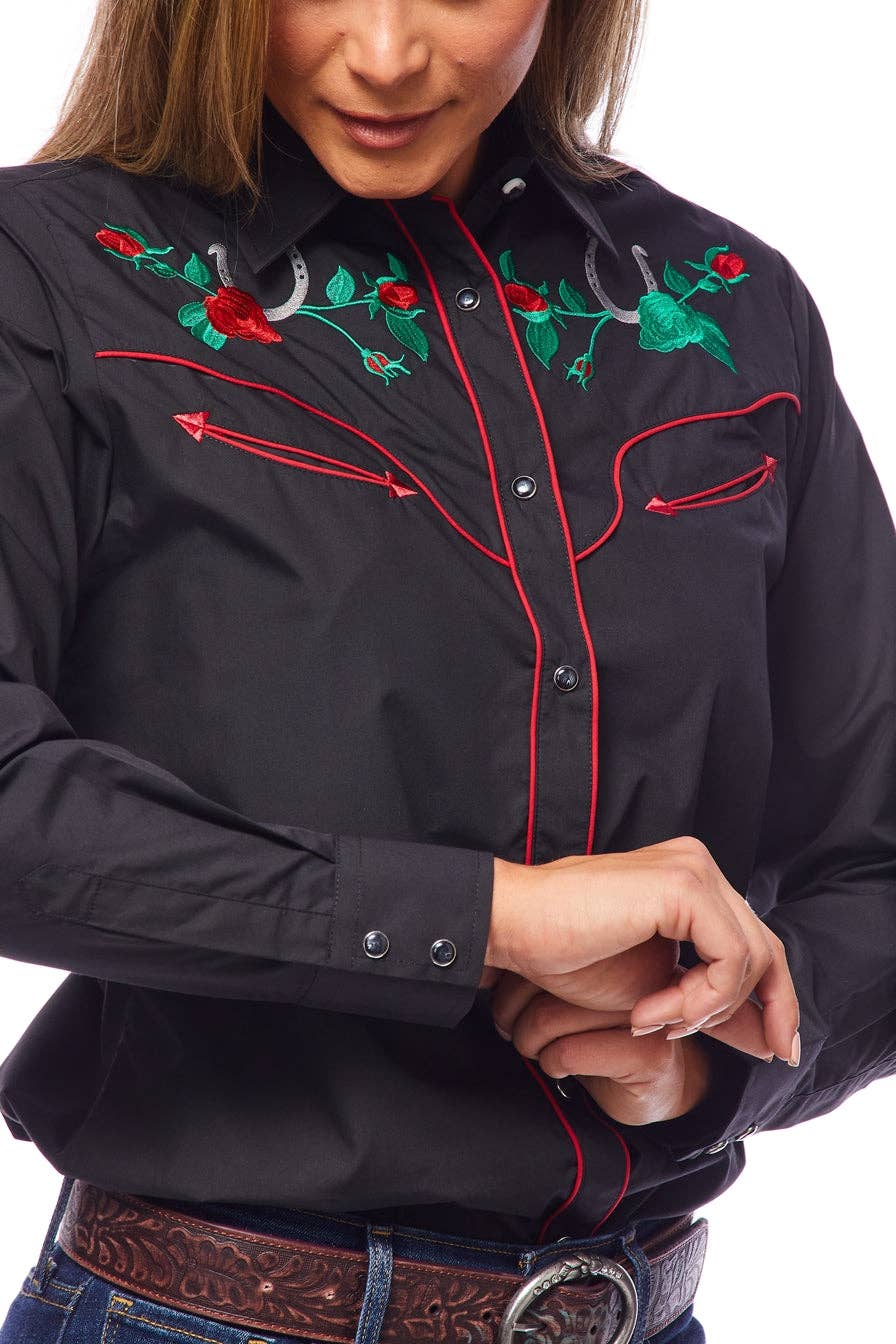 Women's Embroidered Western Inspired Snap Shirt LS500-510