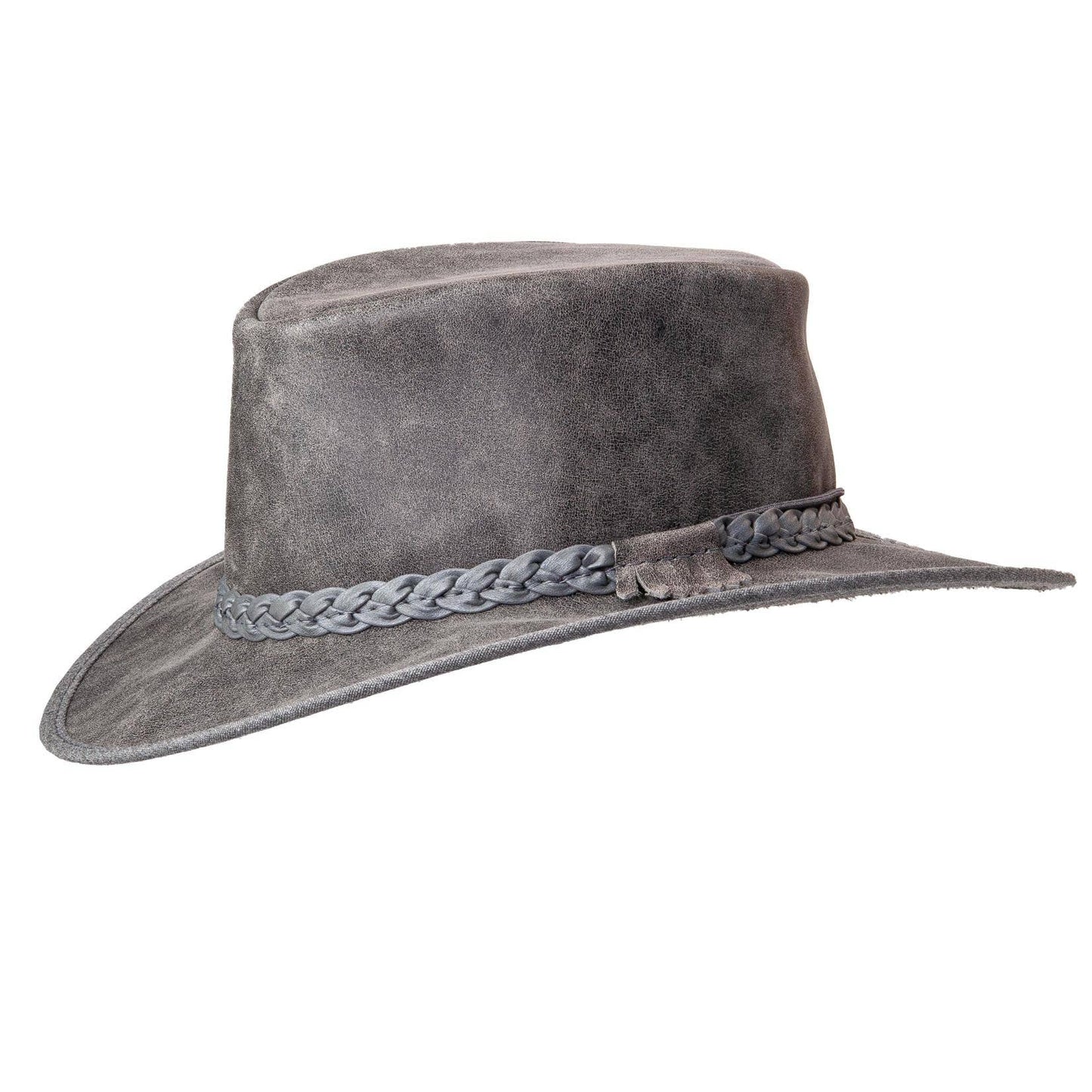 American Hat Makers Unisex Crusher - Leather Crushable Outback Hat in Black