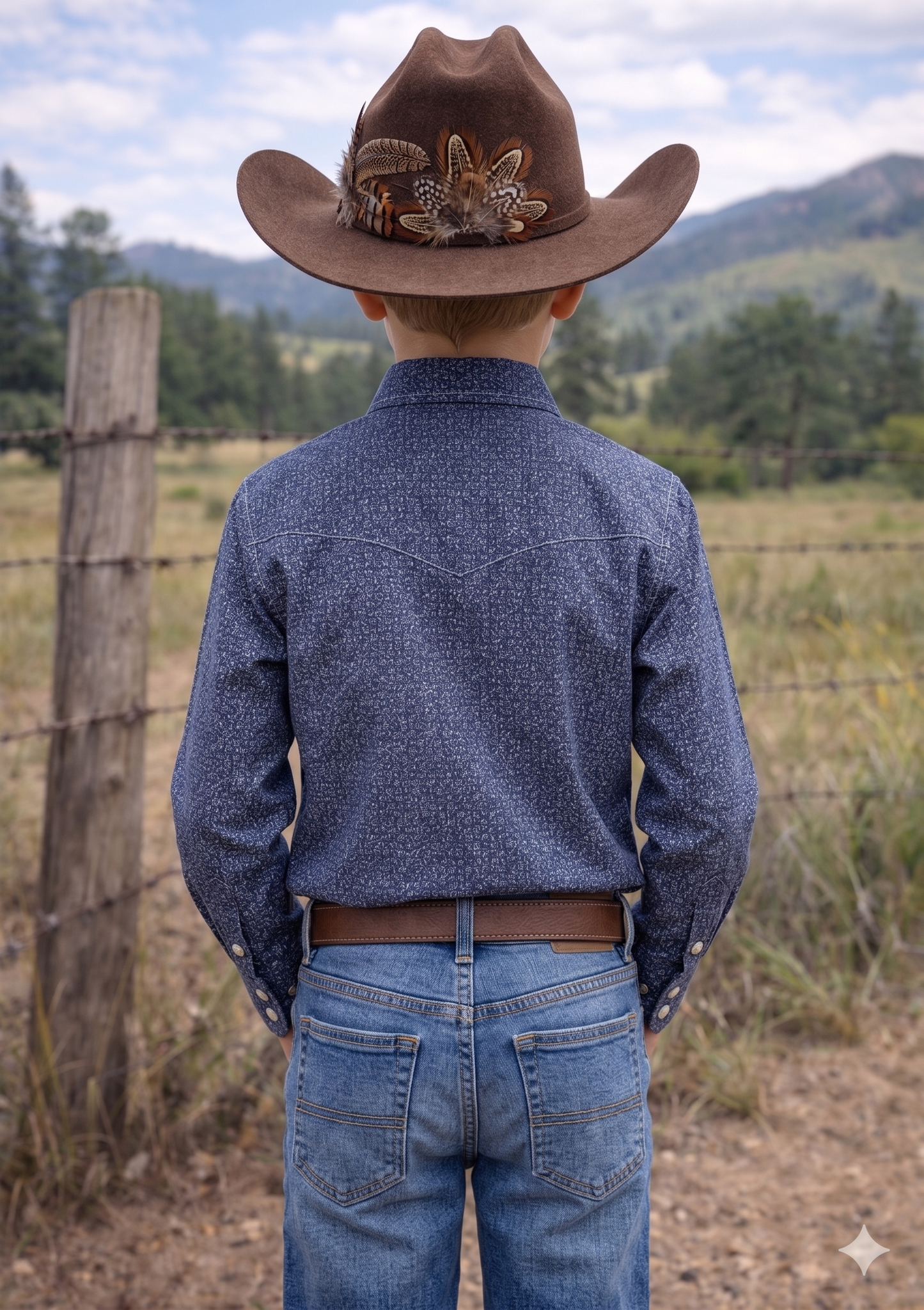MontanaCo Boys Premium Cotton Western Snaps Long Sleeves Shirts with Stretch.BL-2602