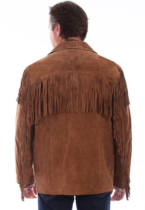 Scully 86 Suede Fringe Mens Jacket in Cinnamon Brown