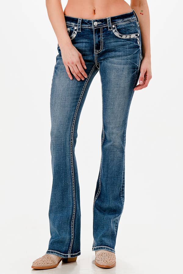 Grace In LA Aztec Modify Mid-Rise Boot Cut EB-61948