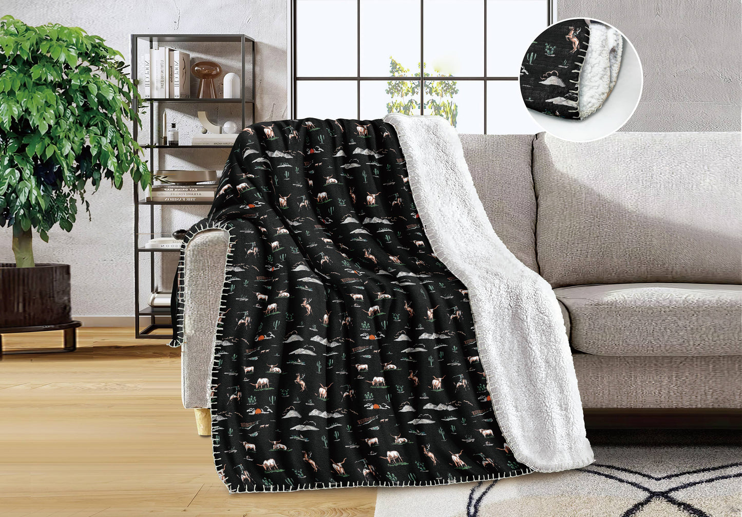Western Linens Rodeo night queen Sherpa blanket