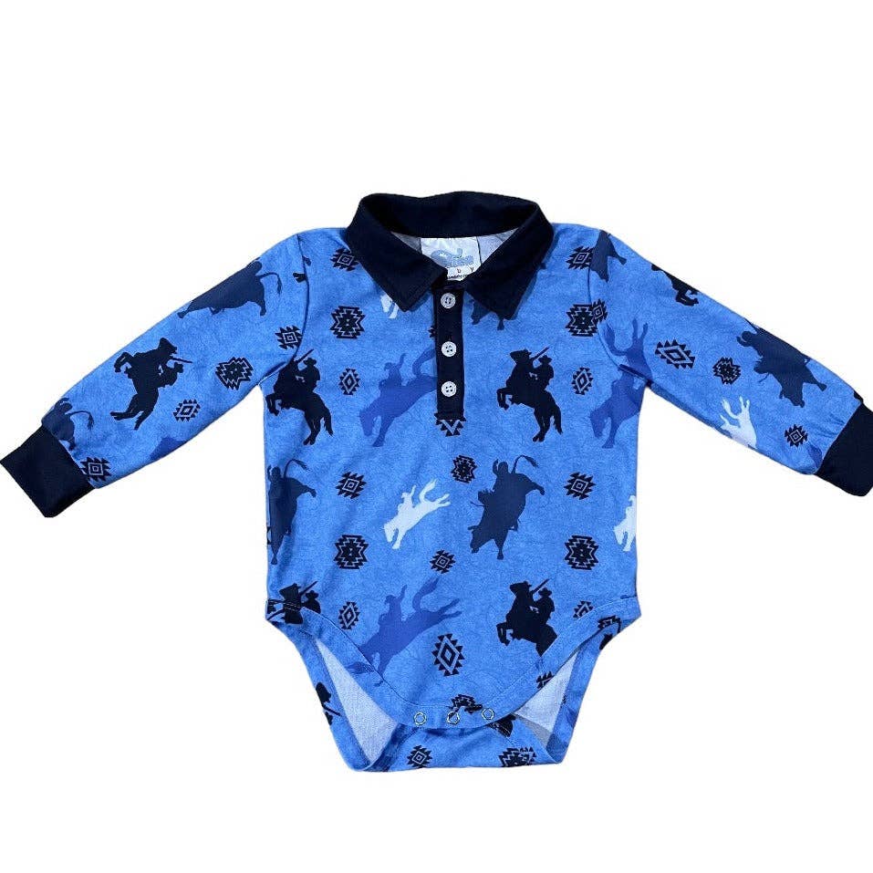 Cowboy Long Sleeve Polo Oneise: 12-18M