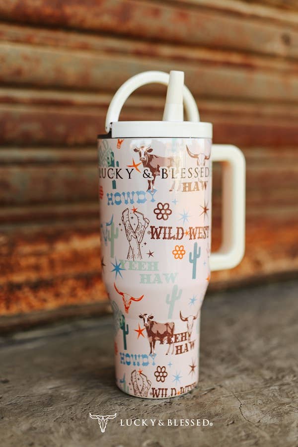 Western Howdy Cattle Printed Flip Straw Tumbler 30oz TPH68