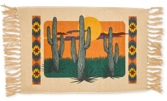 Cotton Stencil Table Mat Cactus Scene - 119
