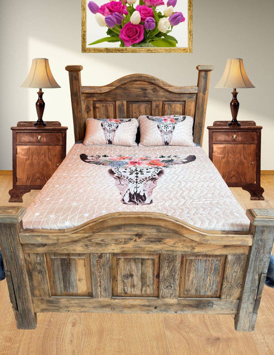 3pc Premium Quilted Bedding Set Long Horn