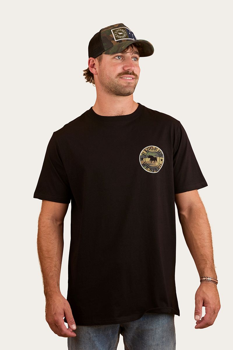 Ringers Western Signature Bull Mens Loose T-Shirt 9811101 in Black