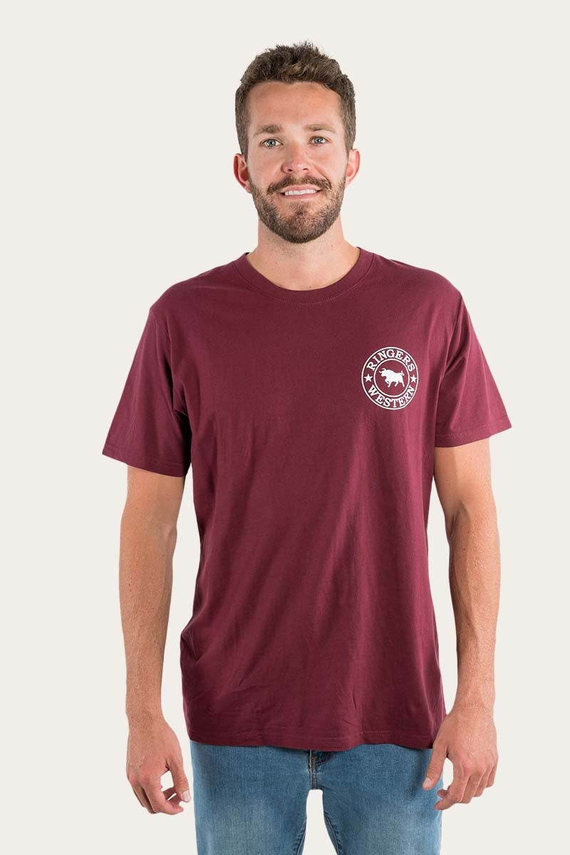 Ringers Western Signature Bull Mens Classic T-Shirt 9811103 in Bordeaux