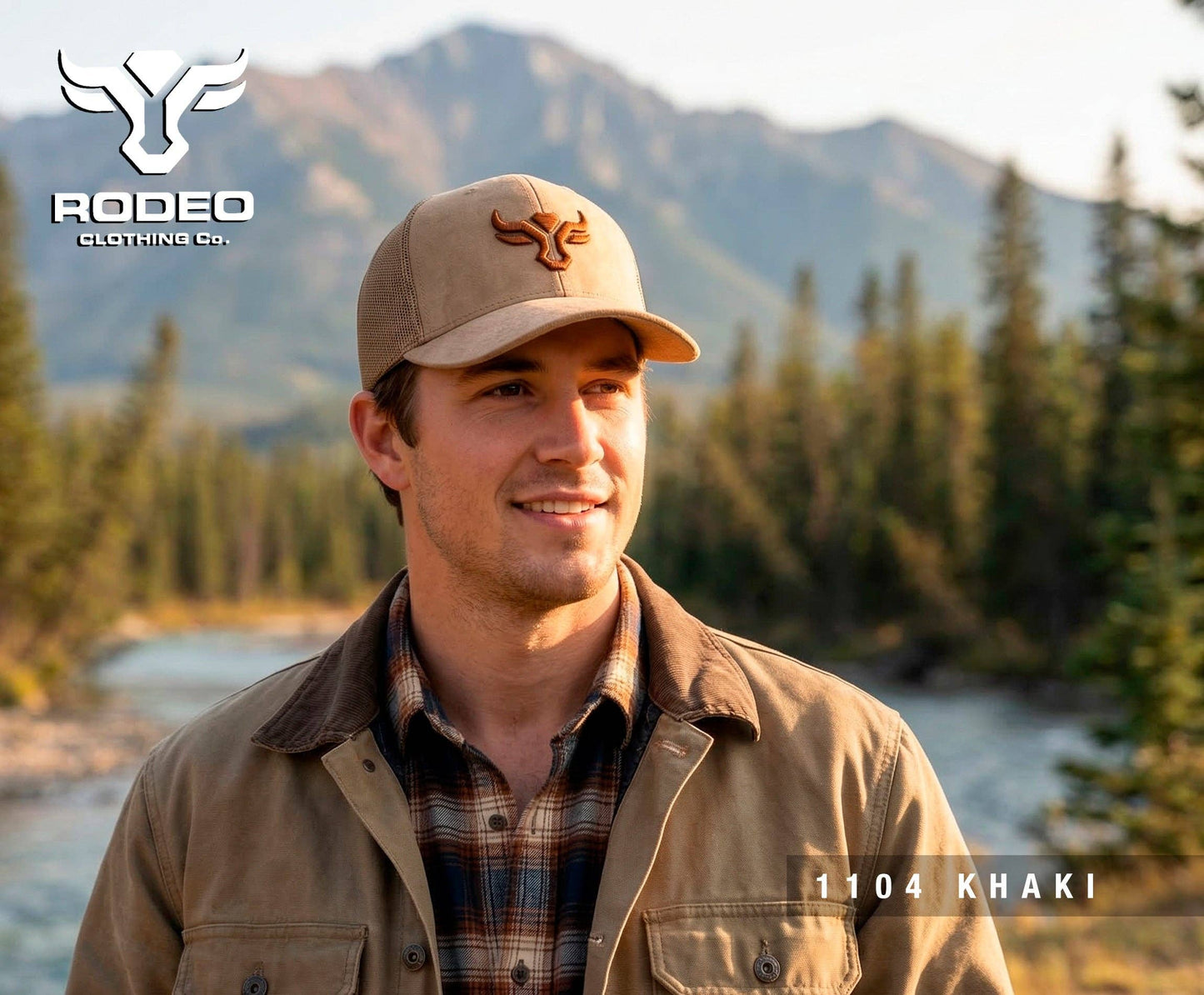 Rodeo Clothing Men’s Cotton Twill Mesh Western Cap –TH101-1104-KHAKI