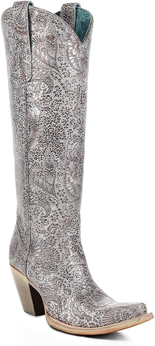 Corral A4482 Silver Floral Embroidery Tall Top Ladies Cowboy Boots