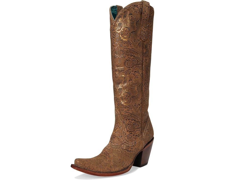 Corral A4588 Sand/Gold Floral Embroidery Tall Top Ladies Cowboy Boots