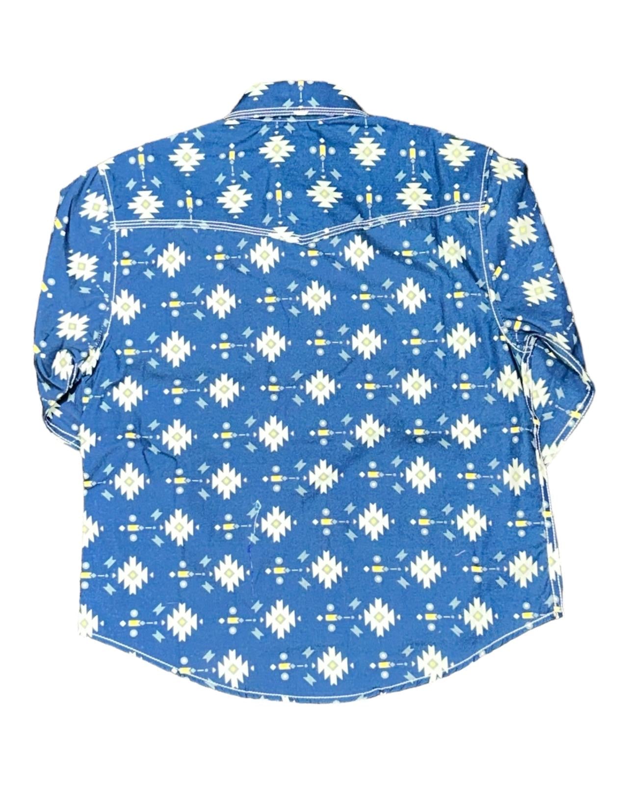 MontanaCo Blue Large Aztec Print Kids Shirt B-1106