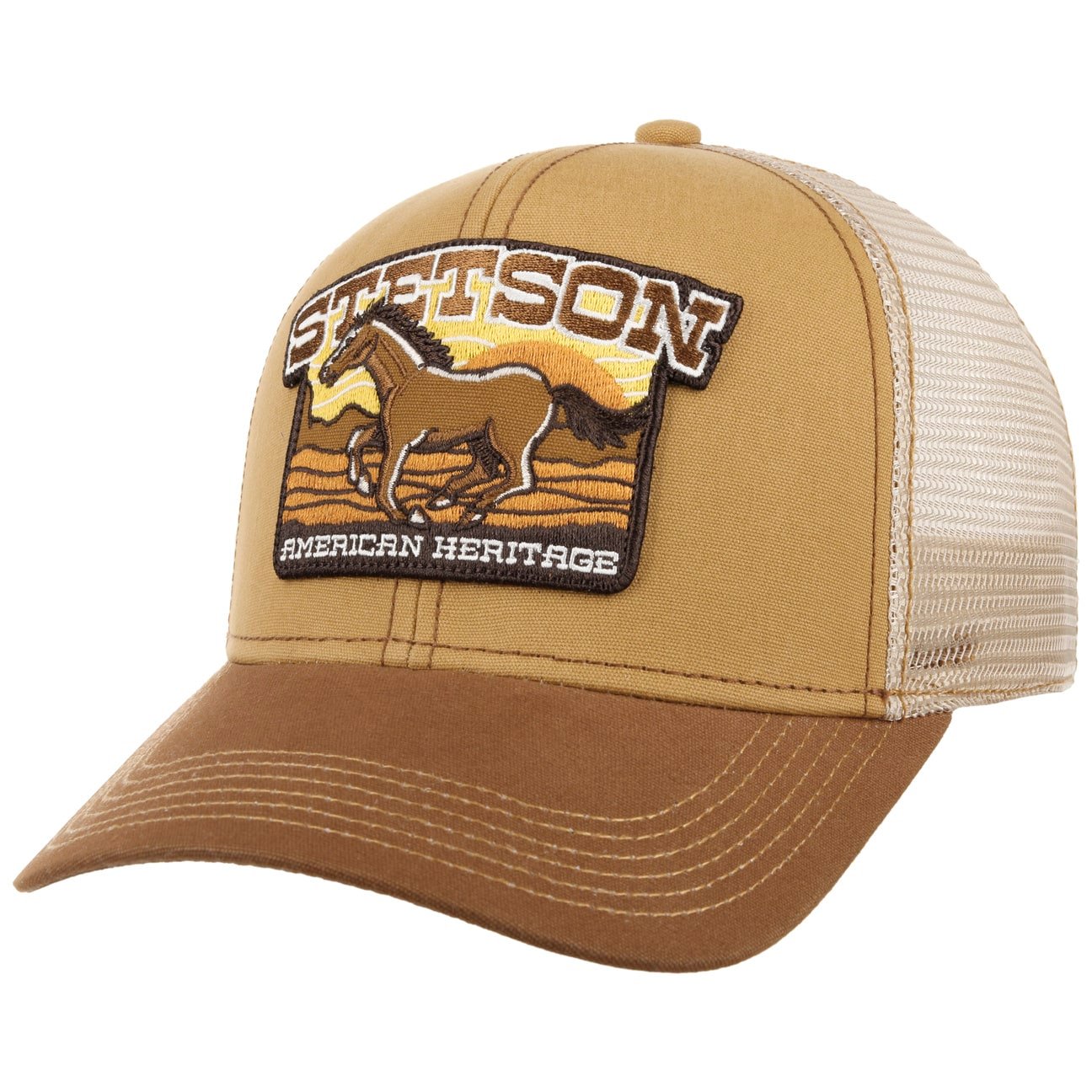 Stetson Trucker Cap American Heritage Horse 7771106 in Beige