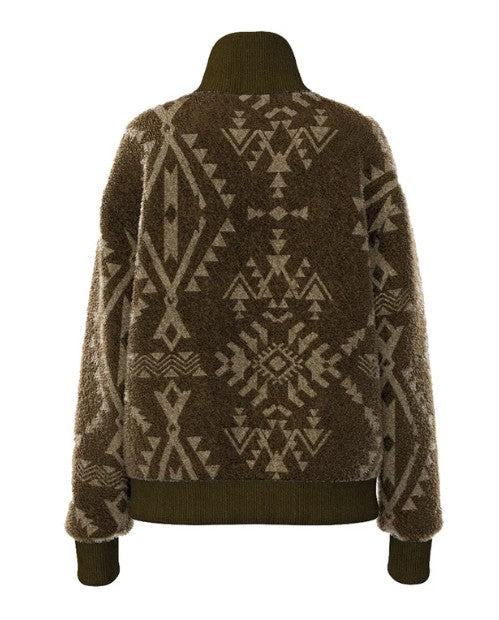 Hooey "Aspen" Ladies Brown Sherpa Jacket w/Tan Aztec HJ156BRAZ