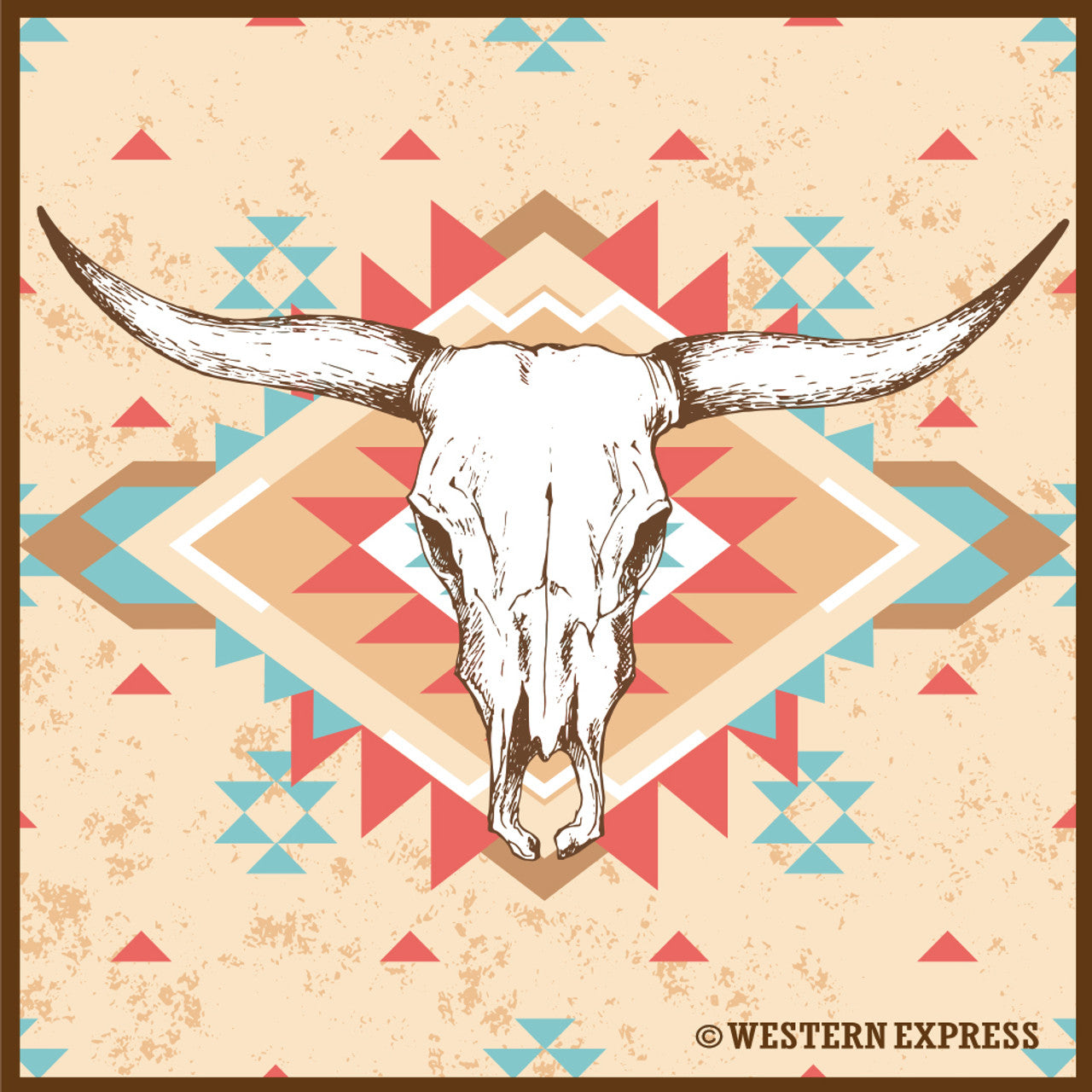 Western Express Off-White Desert Steer Bandana BA-4003-OW