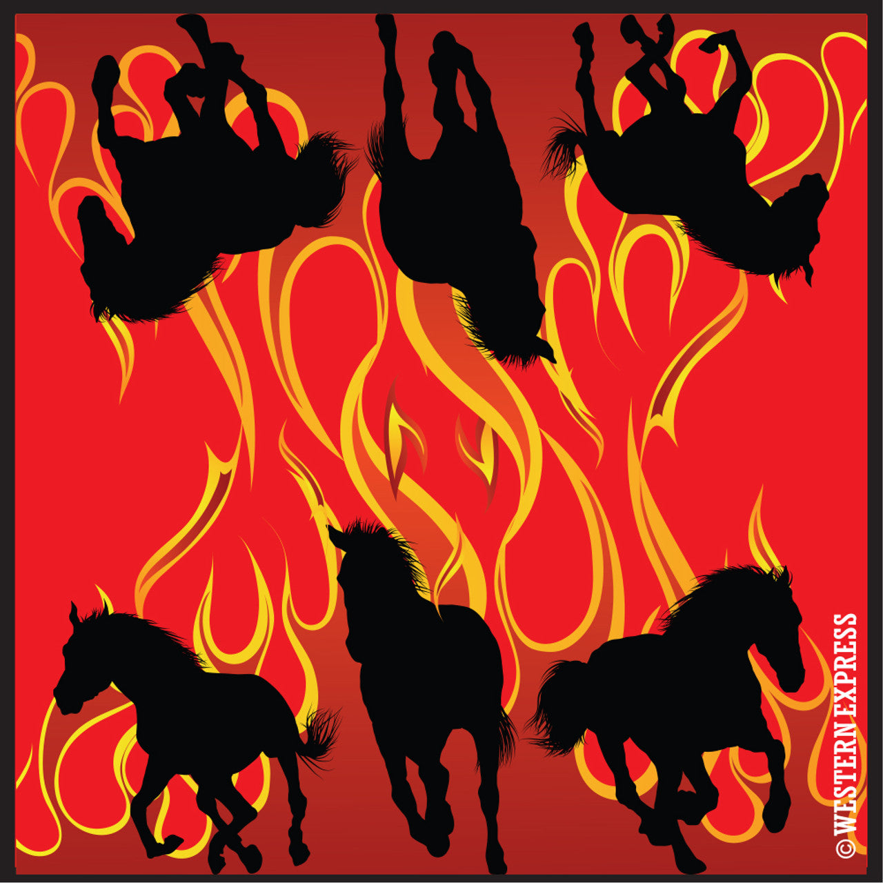 Western Express Red Flames Horses Bandana BA-4006