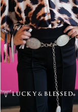 Load image into Gallery viewer, Lucky &amp; Blessed Iridescent Rhinestone Oval Chain Belt BLT-521-IRI

