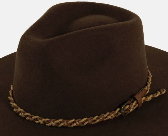 American Hat Makers Braidy | Braided Leather Hat Band with Brass Buckle