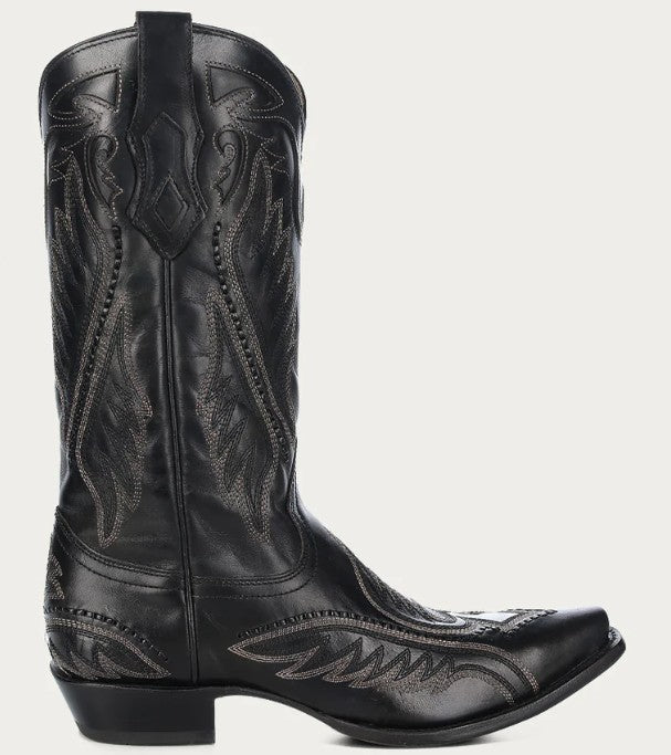 Corral C4149 Mens Woven Detail & Inlay with Black/Blue Embroidery Snip Toe Cowboy Boots