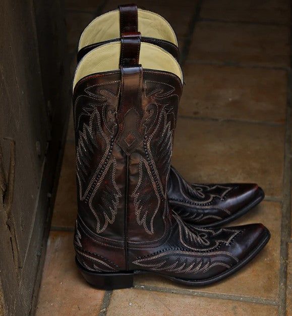 Corral C4150 Mens Woven Detail& Inlay with Brown Embroidery Snip Toe Cowboy Boots