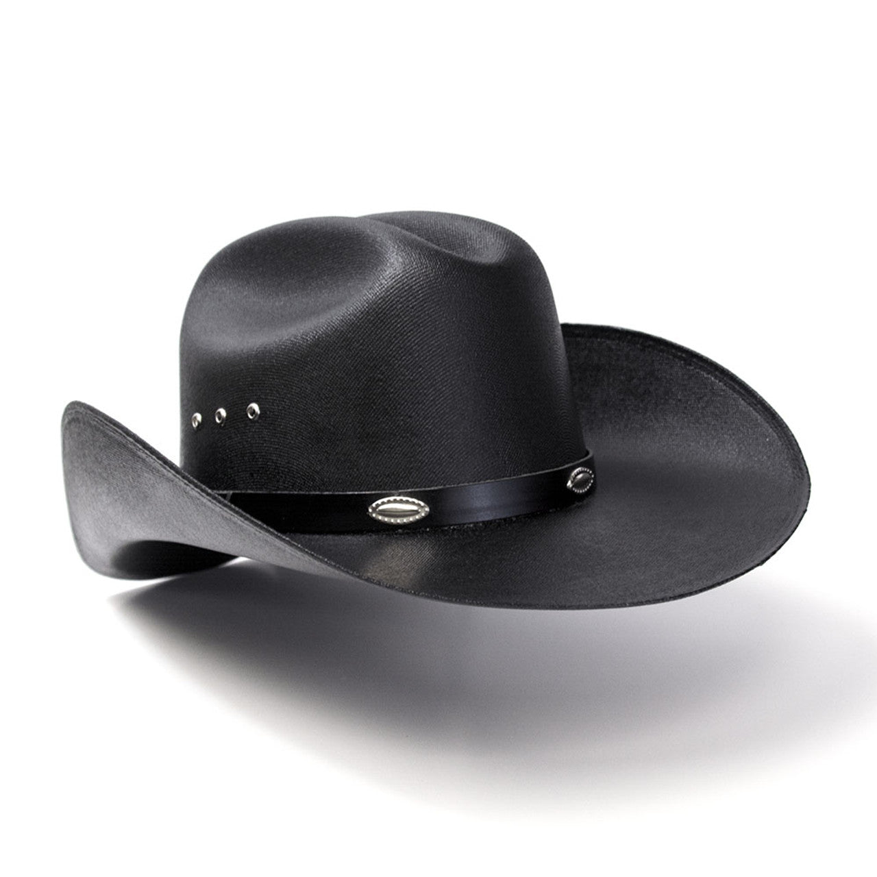CA-4 Cattleman Straw Hat Silver Conchos in Black